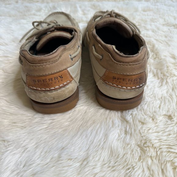 Sperry White/Tan Leather Boat Shoes Men's 12M - Picture 4 of 8